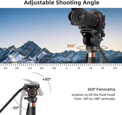 Cayer CF34DVH4 Professionele Video Monopod voor 71 "Carbon Fiber Telescopische Camera met Swivel Head en Tripod Base voor DSLR Camcorders Camcorders