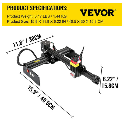 Lasergraveermachine – Graveerapparaat – Graveermachine – Lasergraveur – Snijmachine – Groot Werkbereik 270 X 440 Mm – 4,5 W Laser, 0,05 Mm Precisie