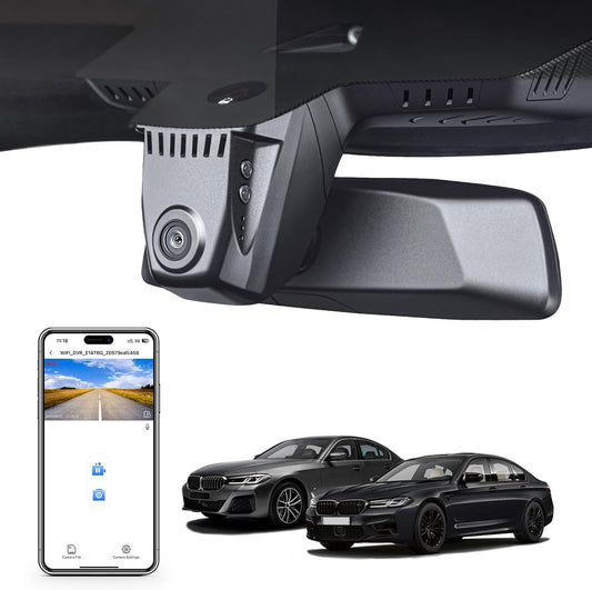 4K Dash Cam voor BMW 5 Series Gen7 G30 G31 G38 2018 2019 2020 2021 2022 2023 Select 2017 M5 F90(Model A), OEM Style, 2160P UHD video, wifi en app, 64GB kaart