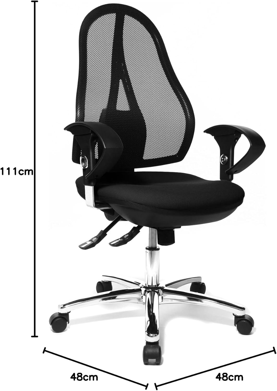 Topstar Open Point SY Deluxe Ergonomische Draaistoel Incl. Armleuningen, Stof, Zwart, Een Maat