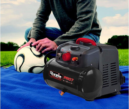 Luchtcompressor – Compressorpomp – Persluchtcompressor – Bandopblazer – Olievrije compressor – 6 Liter Tank – 1,5 PK Motor – Max 8 Bar Druk – Onderhoudsvrij – Transportwielen