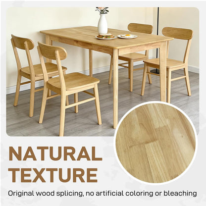 QLLY Rechthoekige eettafel van massief hout, rubberboom, eenvoudige montage, 120 cm