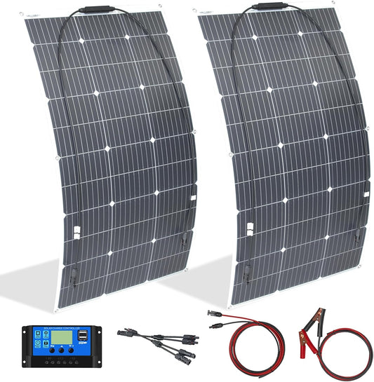 200W 12V/24V Flexibel Zonnepaneel Kit Ideaal voor Kamperen Boten Campers