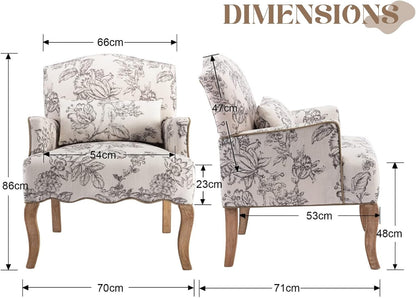 Linnen Fauteuil – Lounge Stoel – Bijzetstoel – Enkelstoel – Retro Stoel – Ademend Linnen – Verwijderbaar Lendenkussen - QUORE