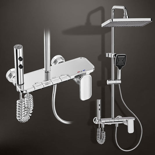 Douchesysteem – Badkamer Doucheset – Douchekolom – Regendouche – Handdouche – 4 Functies Met Thermostaat – Grote 31x20 cm Regendouchekop