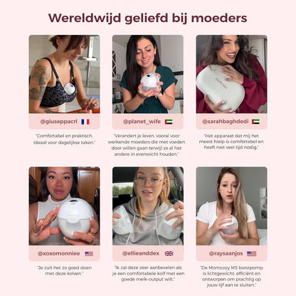 Momcozy M5 Slimme Borstkolf – Handsfree Elektrische Kolf, App-Bestuurbaar, Draadloos, 3 Modi & 9 Zuigniveaus, 24 mm Tuit (Grijs, 2 Stuk)