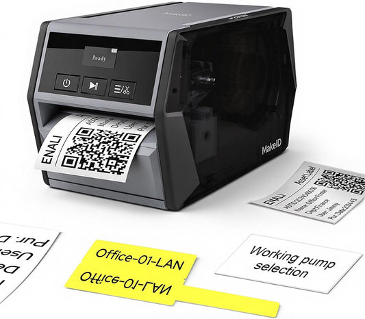 Makeid D50 labelprinter, 5,08 cm printkop, compatibel met app en pc, automatische cutter, 2600 mAh batterij, 5 cm x 8 m etiketten, robuuste professionele printer voor werkplek