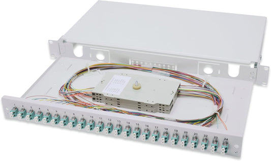 DIGITUS optische lasdoos 24 koppelingen - LC - OM3-1U 19-inch - Multi-mode duplex - Met splicecassette - Rekmontage
