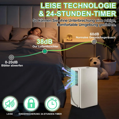 Luchtontvochtiger 16 l/dag ontvochtigingsvermogen - met 3 bedrijfsmodi, digitaal display, afvoerslang, timer 24 uur, ontdooifunctie, waterreservoir 2 l, tegen vocht en schimmel
