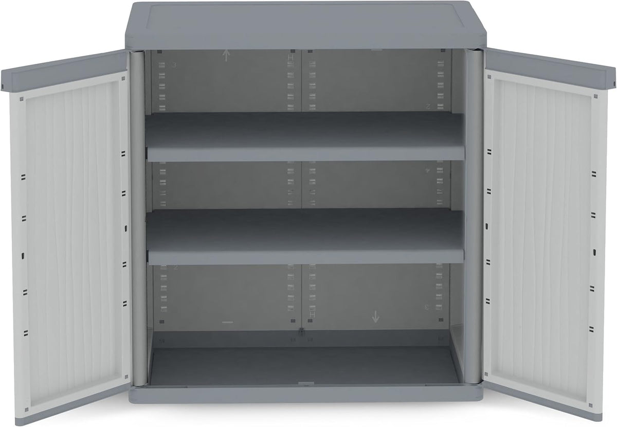 Terry, Jumbo 900 Wave, Cabinet with Two Doors and 2 Adjustable Shelves, for Indoor and Outdoor Use - 89.5 x 53.5 x 94.5 cm - QUORE