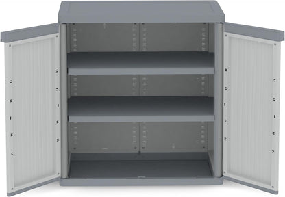 Terry, Jumbo 900 Wave, Cabinet with Two Doors and 2 Adjustable Shelves, for Indoor and Outdoor Use - 89.5 x 53.5 x 94.5 cm - QUORE