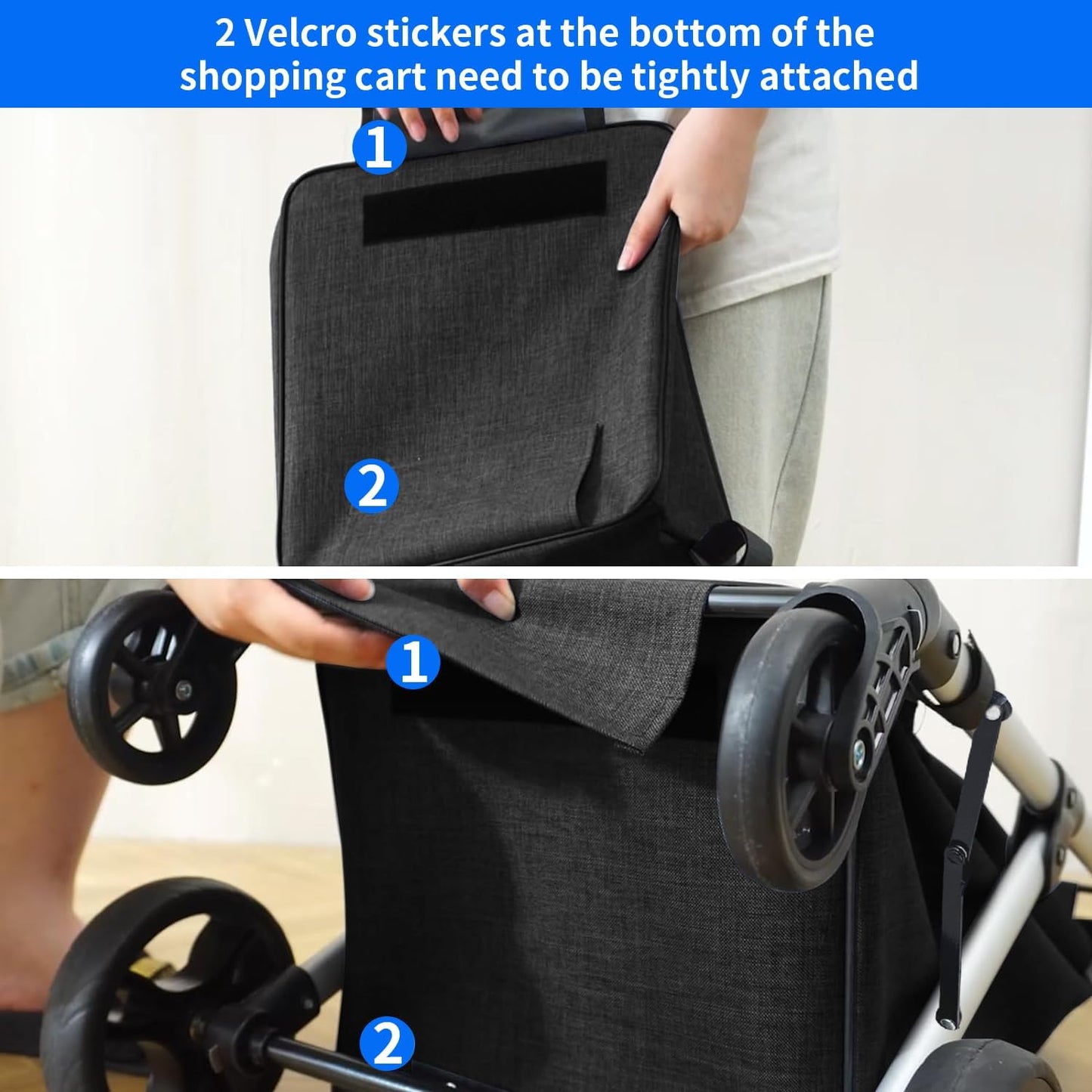 Boodschappentrolley, 4 wielen boodschappentrolley, 46L aluminium winkelwagentje, opvouwbare boodschappentrolley met geïsoleerde koeltas (zwart)