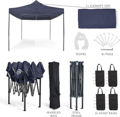 All Seasons Gazebos pop-up paviljoen, 3 x 4,5 m, volledig waterdicht, marineblauw