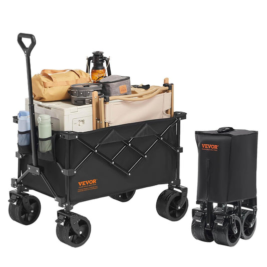 VEVOR 220L/350LBS Opvouwbare Wagon, Heavy Duty Beach Cart Met Grote Wielen, Outdoor Utility All Terrain Wagon Voor Boodschappen En Camping