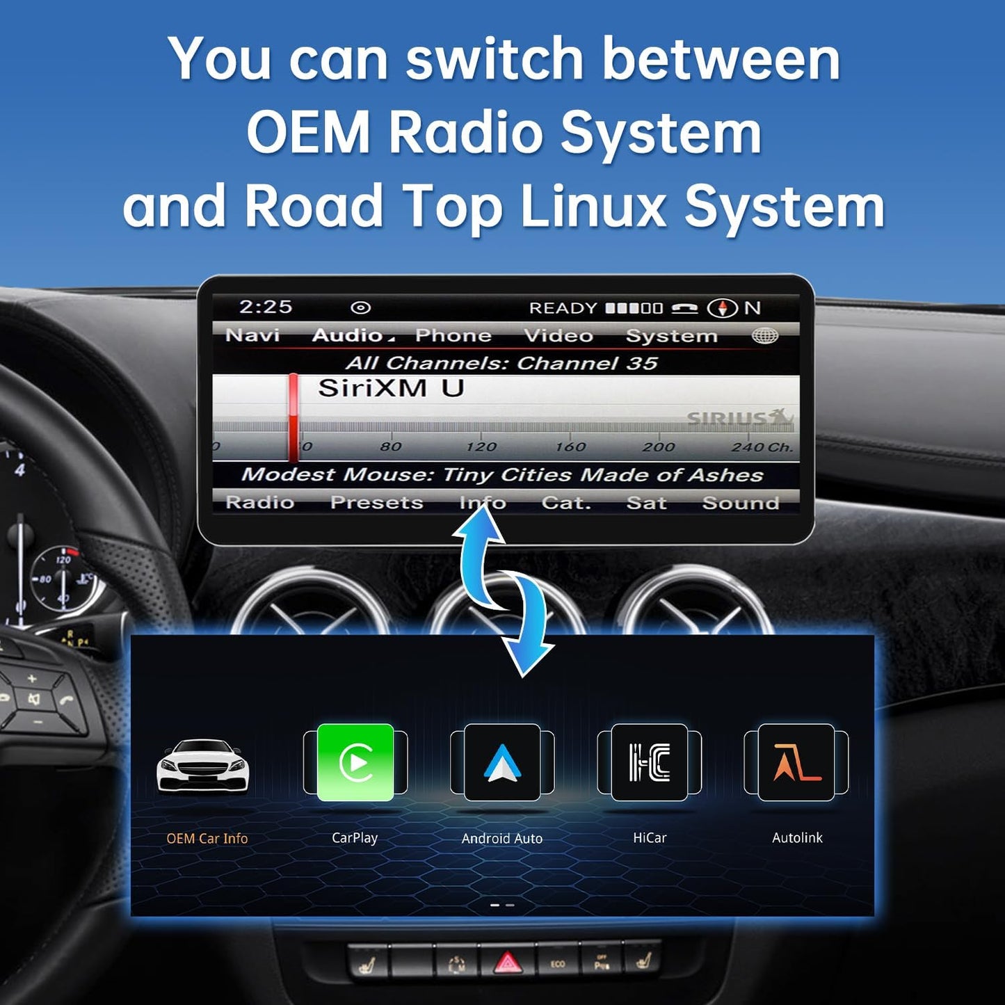 CarPlay Scherm Mercedes-Benz – Autoradio – Navigatiesysteem – Multimedia Scherm – Touchscreen – 12,3 Inch HD IPS Display – Draadloze CarPlay & Android Auto