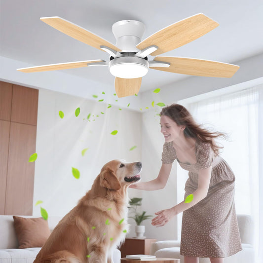 Airwit Stille 106 cm plafondventilator met verlichting en afstandsbediening, plafondventilator met ledlicht voor slaapkamer en woonkamer