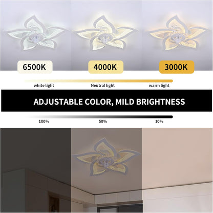 Oninio Plafondventilator met Licht Dimbare LED Plafondlamp met Afstandsbediening, 6-Snelheden Timer, Moderne Bloemvorm Ventilatorlamp voor Woonkamer/Slaapkamer, Ø62.5 cm