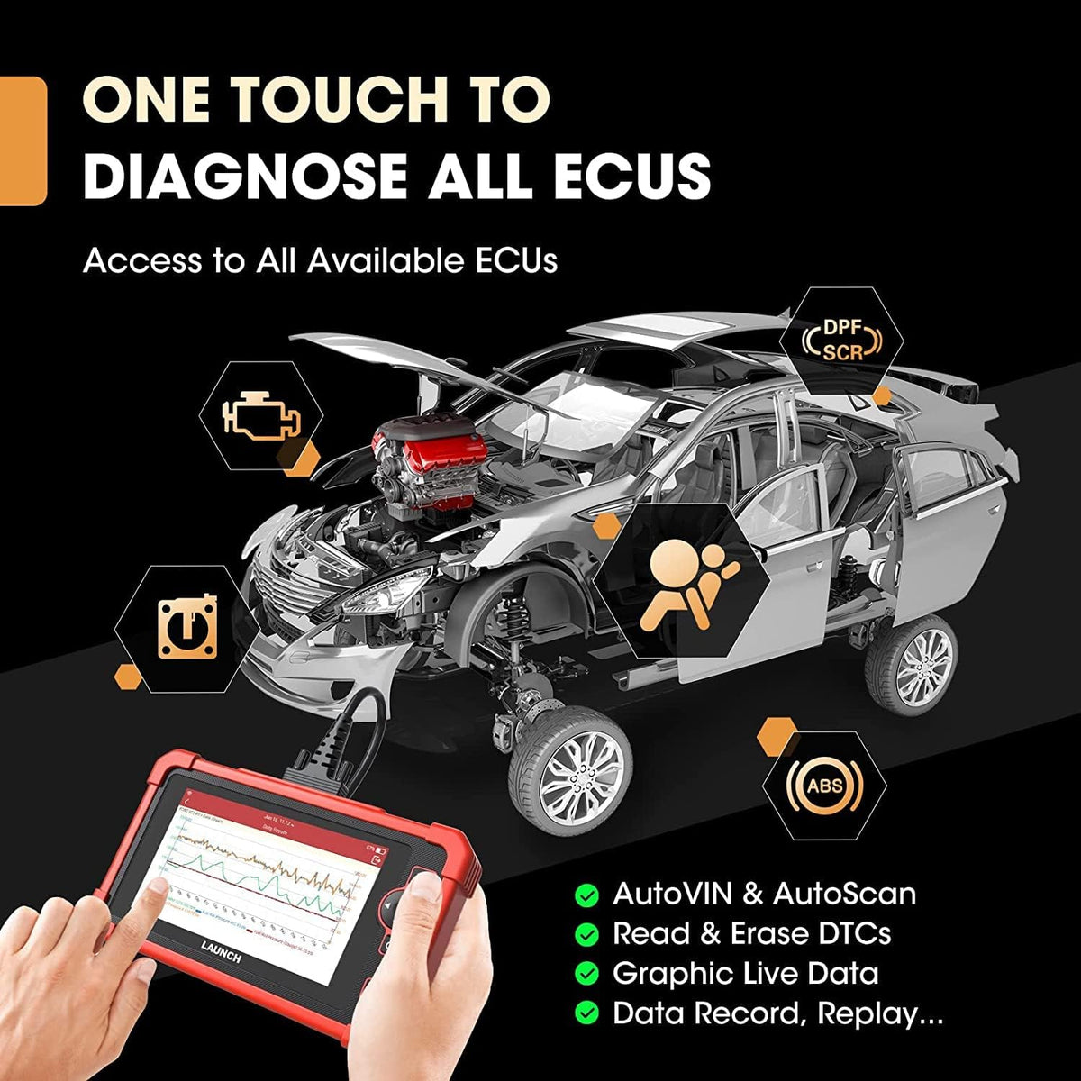 LAUNCH Lanceer CRP919X OBD2 Auto Diagnostics, Bidirectional Scan, All Car Diagnoses Systems, Recovery Service 31+, IMMO, FD/DOIP CAN, 2 jaar gratis update