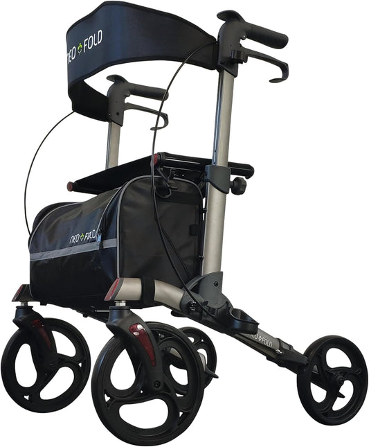 Identités 826024.GRIS,Rollator, opvouwbaar en compact, type buggy, 4 wielen, loophulp voor oudere mensen, remmen en veiligheidsklep, tas met zijdelingse versterkingen, grijs mat, Rollator Neo Fold Evolution,E.Grijs mat