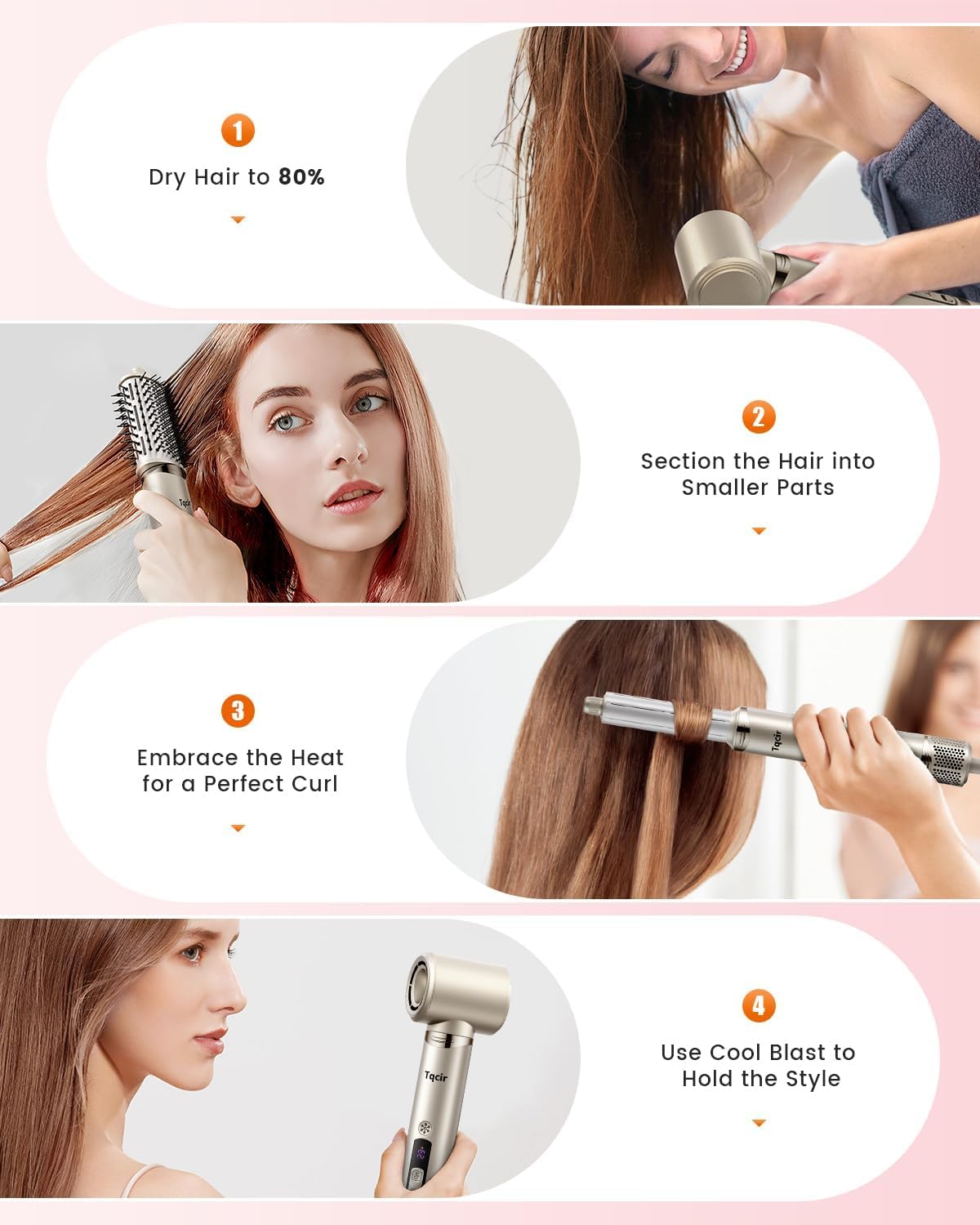 Air Styler & Haardroger – Föhnborstel – Krulborstel – Stylingborstel – Haarstyler – 8-In-1 Met Opbergkoffer – Automatische Krulfunctie