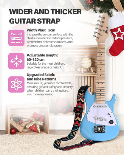 Winzz 30 "Kinderen Elektrische Gitaar Beginner Elektrische Gitaar Set voor Kinderen (Blauw)