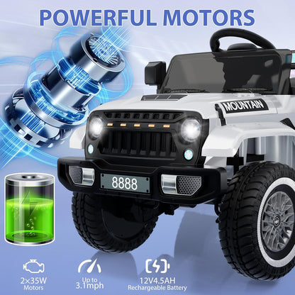 Elektrische auto voor kinderen, 12 V, kinderauto met 2,4 G-afstandsbediening, elektrische auto met bluetooth, muziek, claxon en koplamp, 3-6,5 km/u, kindervoertuig, elektrisch voor kinderen van 3 tot