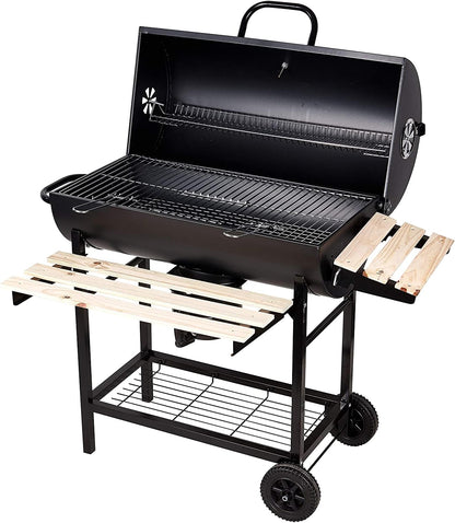 Barbecuewagen, houtskoolgrill, houtskool met wielen, antraciet staande grill, grillhaard incl. geïntegreerde thermometer en ventilatieschuiver, tuingrill, grilloppervlak: 70 x 38,5 cm