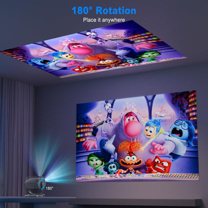 Beamer 4K [elektrische focus/180° draaien] 26.000Lux thuisbioscoop projector met wifi 6 en Bluetooth, Zoom, trapeziumcorrectie, native 1080p, overheadprojector voor iOS/Android smartphone