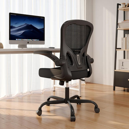 Ergonomische Bureaustoel – Bureaustoel Met Hoge Rugleuning – Mesh Bureaustoel – Thuiswerkstoel – Comfortabele Stoel – Verstelbare Zithoogte – Ademend Mesh Materiaal – 90° Opklapbare Armleuningen