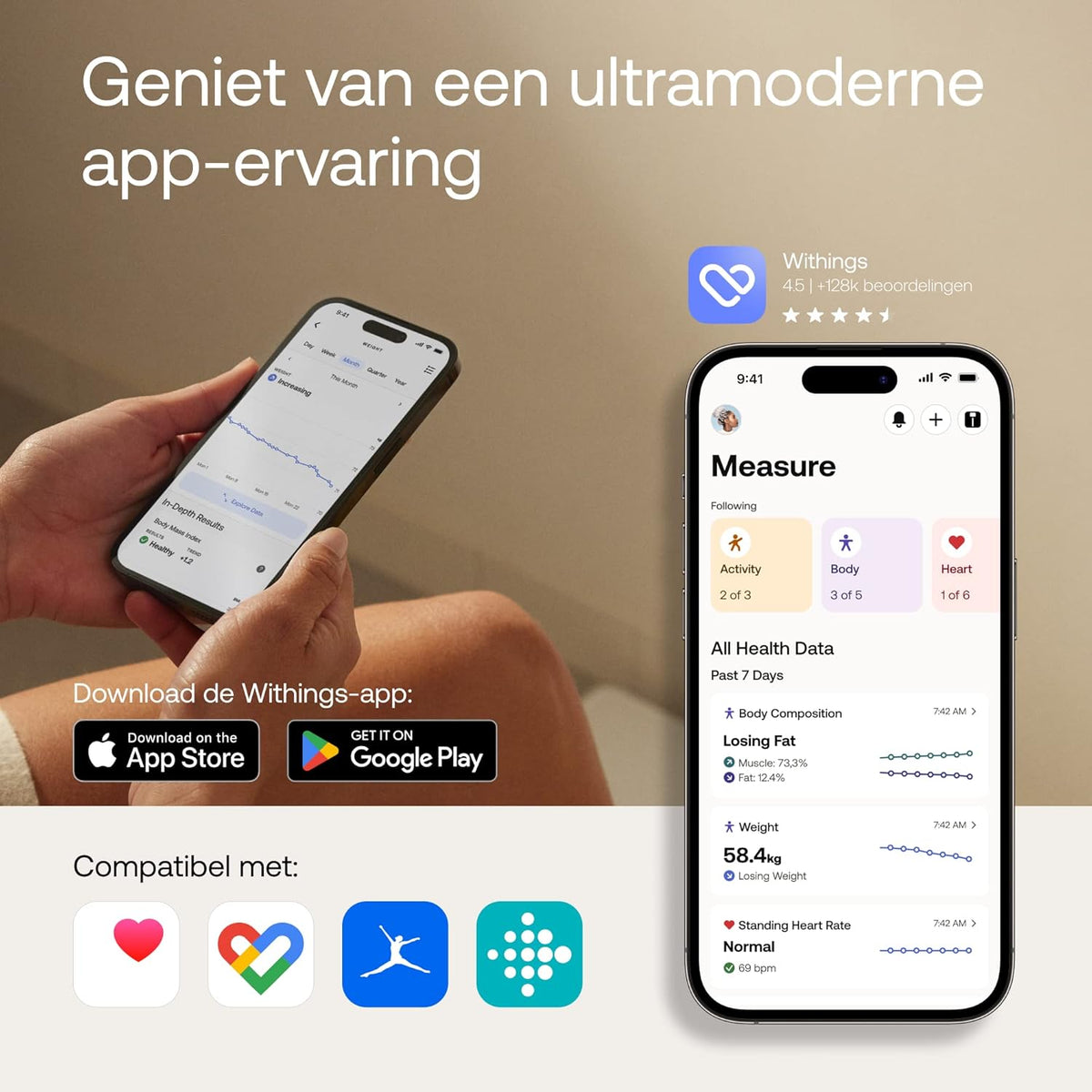 Withings Body Comp – Slimme wifi-weegschaal met functie voor complete lichaamsanalyse, wit