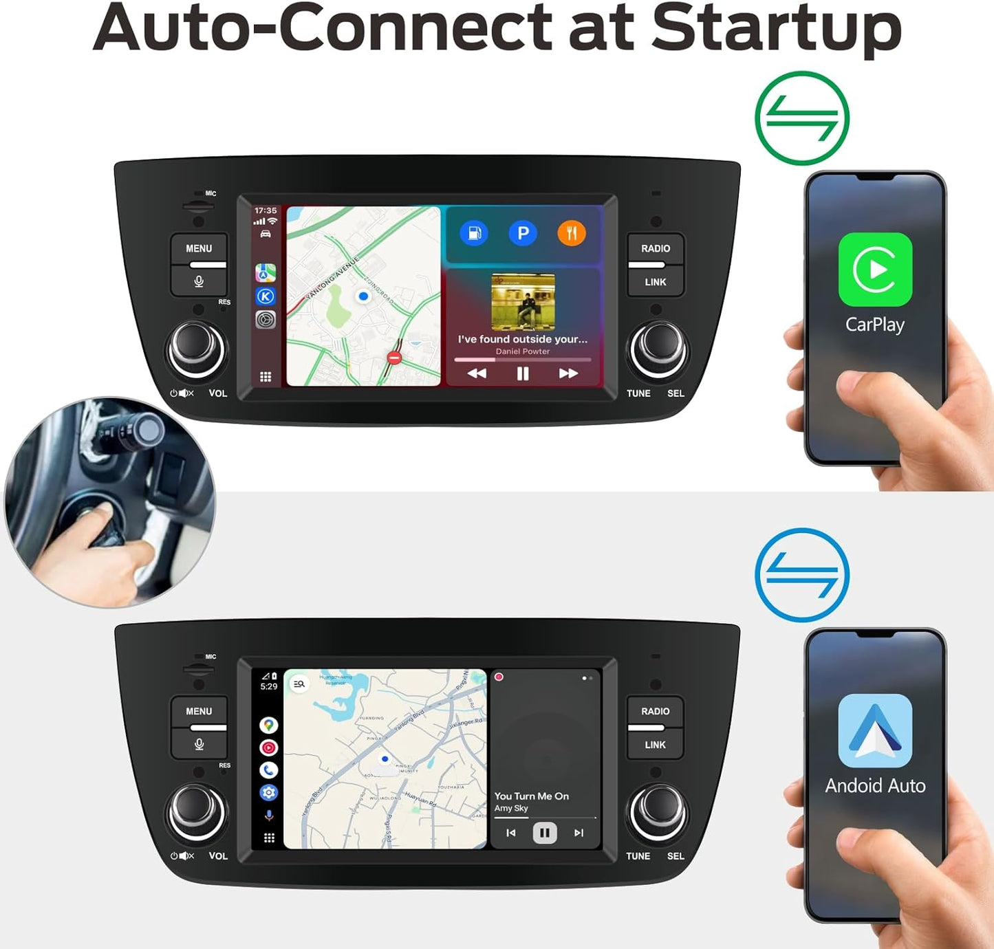 Autoradio Fiat Doblo – Autostereo – Multimedia Speler – Navigatiesysteem – Radioontvanger – Snelle Linux Opstart – Draadloze CarPlay & Android Auto