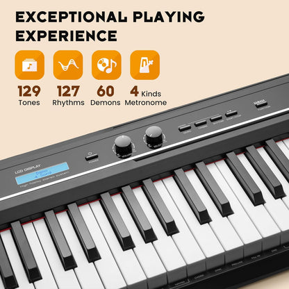 Digitale piano – Elektrische piano – Elektropiano – Keyboard – 88 toetsen – Halfgewogen toetsen – Inclusief Dubbele X-ondersteuning, 3 Pedalen en Muziekstandaard