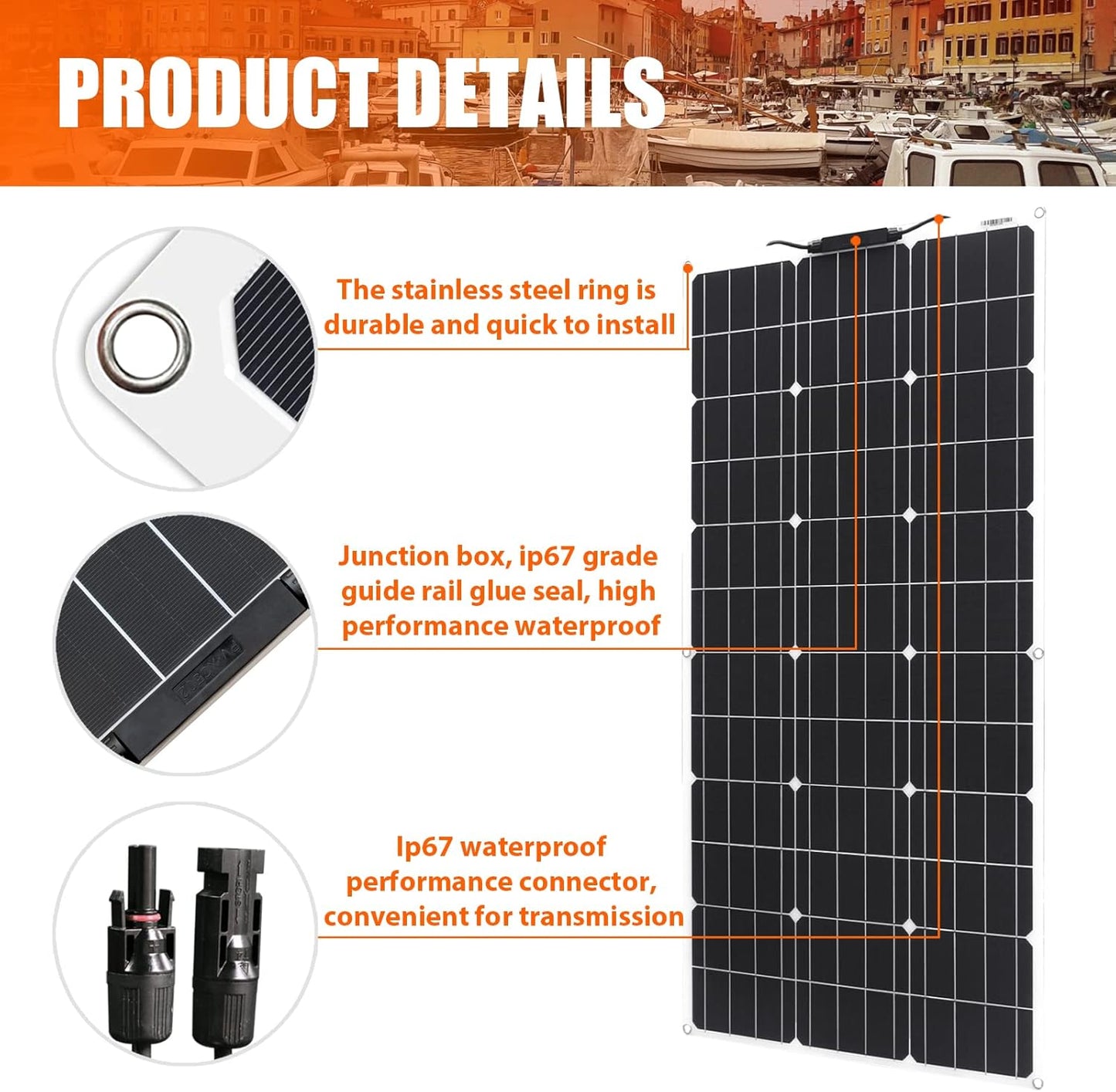 Flexibele Zonnemodule 200W Kit 2×100W 18V Fotovoltaïsche module eenkristal 20A-controller, voor het opladen van 12V-batterijen - stacaravans, caravans, boten, daken (200)