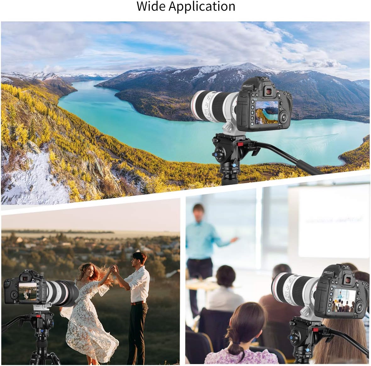 SIRUI AM-5V Fluid videokop, lichtgewicht, 360° panorama, draaibare kantelhoek met Arca Swiss snelkoppelingsplaat, draagkracht 3 kg, voor videocamera, DSLR-camera
