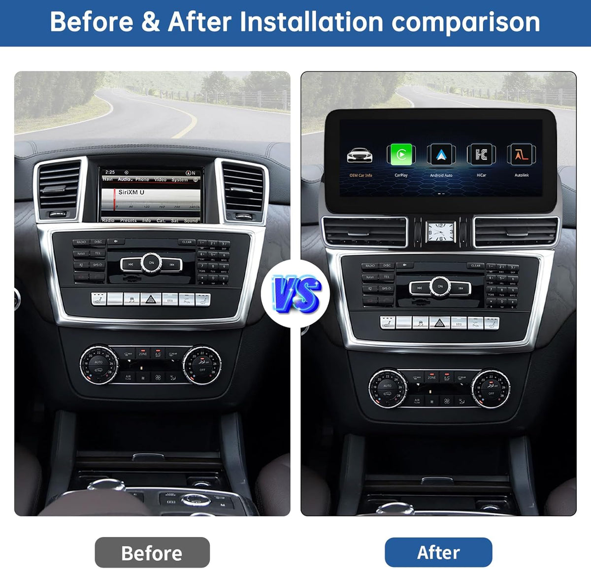Road Top 12.3 inch Carplay Touch Screen Car Radio for Mercedes Benz ML GL W166 X166 2012-2015 Year with NTG4.5/4.7 System, Support Wireless Android Auto, Mirrorlink - QUORE