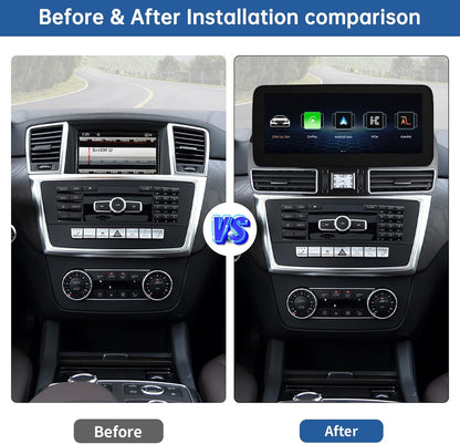 Road Top 12.3 inch Carplay Touch Screen Car Radio for Mercedes Benz ML GL W166 X166 2012-2015 Year with NTG4.5/4.7 System, Support Wireless Android Auto, Mirrorlink - QUORE