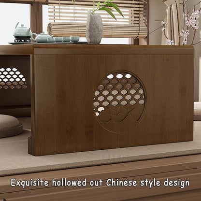 Bamboe Chinese Thee Vloertafel Japanse Opvouwbare Salontafel Altaartafel for Meditatie Lage Draagbare Opvouwbare Tatami Tafel for Woonkamer, Eetkamer, Woondecoratie (Walnoot, M)