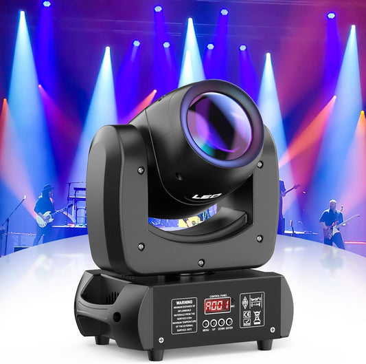 100 W Moving Head LED DMX DJ-lichten draaiende spot beam 18-voudig prisma podiumverlichting 8 kleuren met geluid geactiveerde modi voor bruiloftsfeesten kerk live band show bar disco party