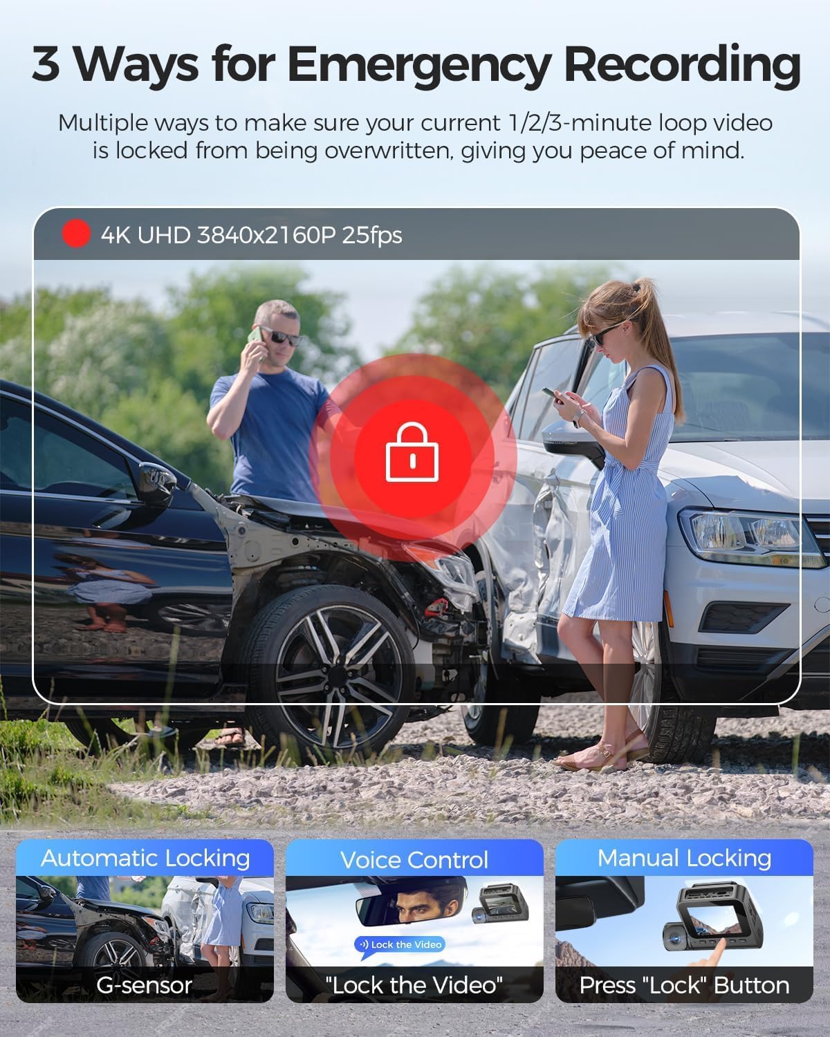 Dashcam Voor En Achter – Autocamera, Dashboardcamera, Mini Dashcam, Verborgen Dashcam – 4K Voor + 1080p Achter – 24 Uur Buffer Parkeermodus