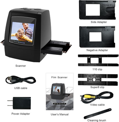 Digitale filmscanner – Diascanner – Negatieve scanner – Film- en diascanner – 2,4 Inch Lcd-Display – Scant 35 Mm, 126, 110, Super 8 En 8 Mm Naar Jpeg Zonder Pc