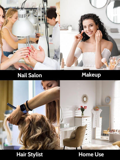 Manicuretafel – Nageltafel – Nagelsalontafel – Draagbare Nageltafel – Opvouwbare Manicuretafel – 360° Zwenkwielen – Verlichte Spiegel met Bluetooth-speaker
