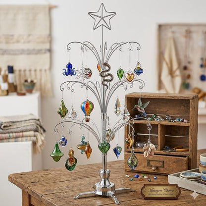 Draaibare Ornamentstandaard 47 Inch – Ornamentenboom – Displayboom – Kerstornamentenhouder – Decoratiestandaard – 60 Haken – Verstelbare Taklagen