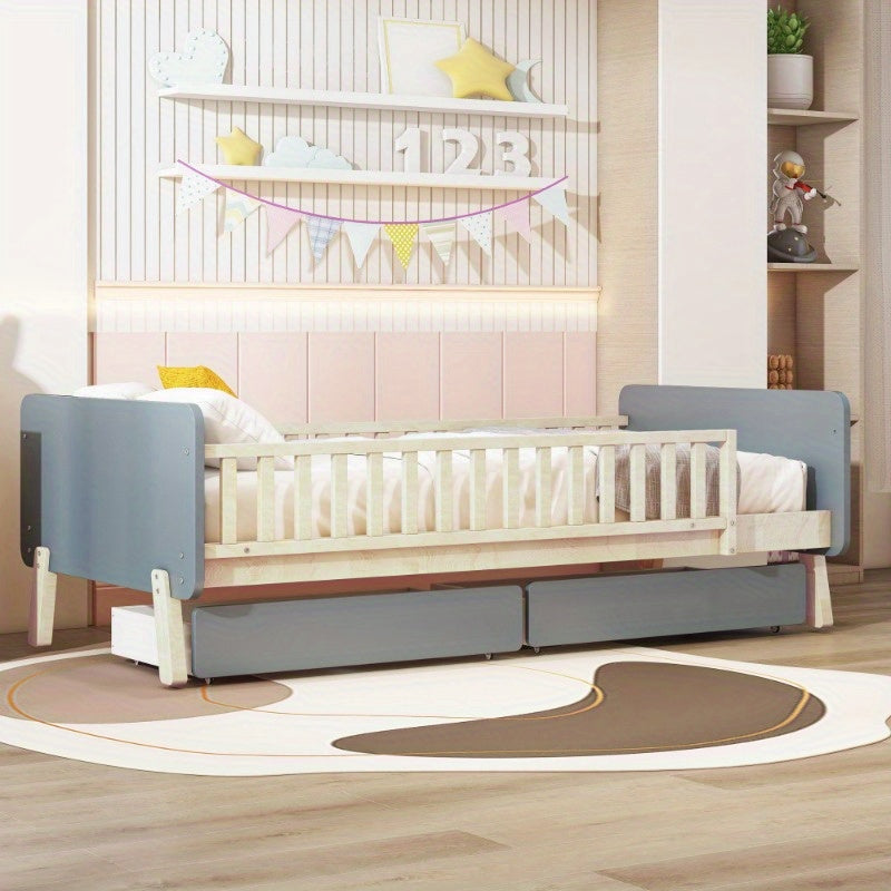 Eenpersoonsbed – 1-Persoonsbed – Stapelbed – Kinderbed – Ledikant – Metaal Frame – Stoffen Hoofdbord – 140x200 cm – Max 300 kg Belastbaar