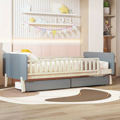 Eenpersoonsbed – 1-Persoonsbed – Stapelbed – Kinderbed – Ledikant – Metaal Frame – Stoffen Hoofdbord – 140x200 cm – Max 300 kg Belastbaar