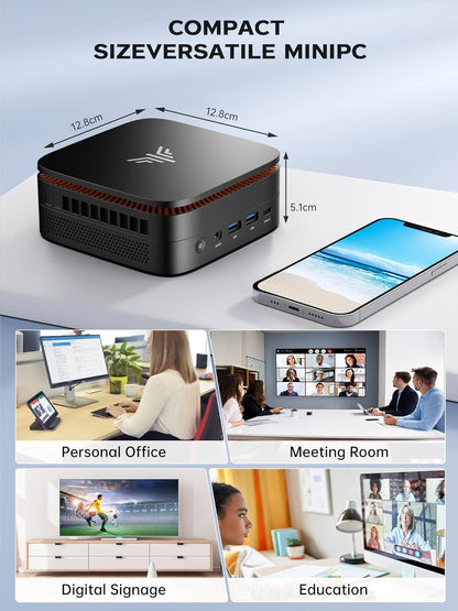 ACEMAGICIAN Mini PC, AMD Ryzen 4300U tot 3,7 GHz, 16 GB DDR4 256 GB M.2 SSD Micro Desktop, 4K UHD HDMI + DP+Type-C, WLAN, Bluetooth 4.2, Gigabit Ethernet, mini-computer
