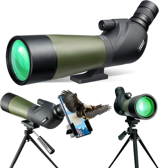 Gosky 20-60x60 HD spotting scope met statief, draagtas en scope telefoonadapter - BAK4 Telescoop voor doelschieten jacht vogels spotten wildlife landschap