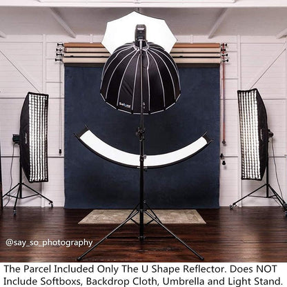 Selens 4-in-1 reflector, 60 x 180 cm, U-vorm, gebogen reflectoren, instelbare lichtdiffuser, met zwart/wit/goud/zilveren reflectors, draagtas voor fotografie, fotostudio, portret, catch light