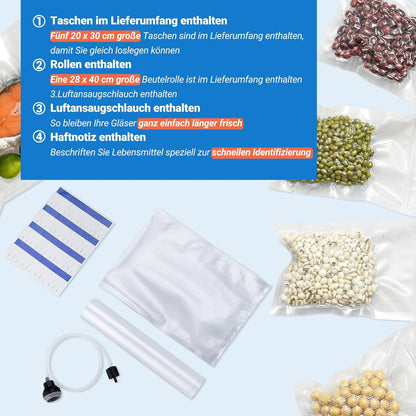 INKBIRD Vacuümmachine, folielasapparaten voor levensmiddelen met droog-/nat-/vloeistofmodus, dubbele pomp, 20 l/min, geluidsarm, geïntegreerde snijder, rollen en zak inbegrepen