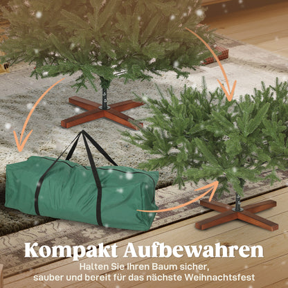 Kunstkerstboom – Nepkerstboom – Valse Kerstboom – Sfeervolle Boom – Kerstdecoratie – Realistische Takken – Inklapbare Takken – Houten Standaard