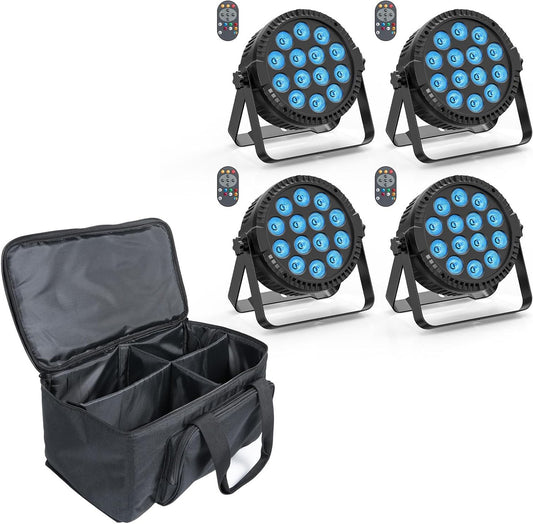 LED Par Spotlights – LED Verlichting – Podiumverlichting – DJ Licht – Feestverlichting – RGBW 4x84W Met Afstandsbediening – DMX512 & Draagtas